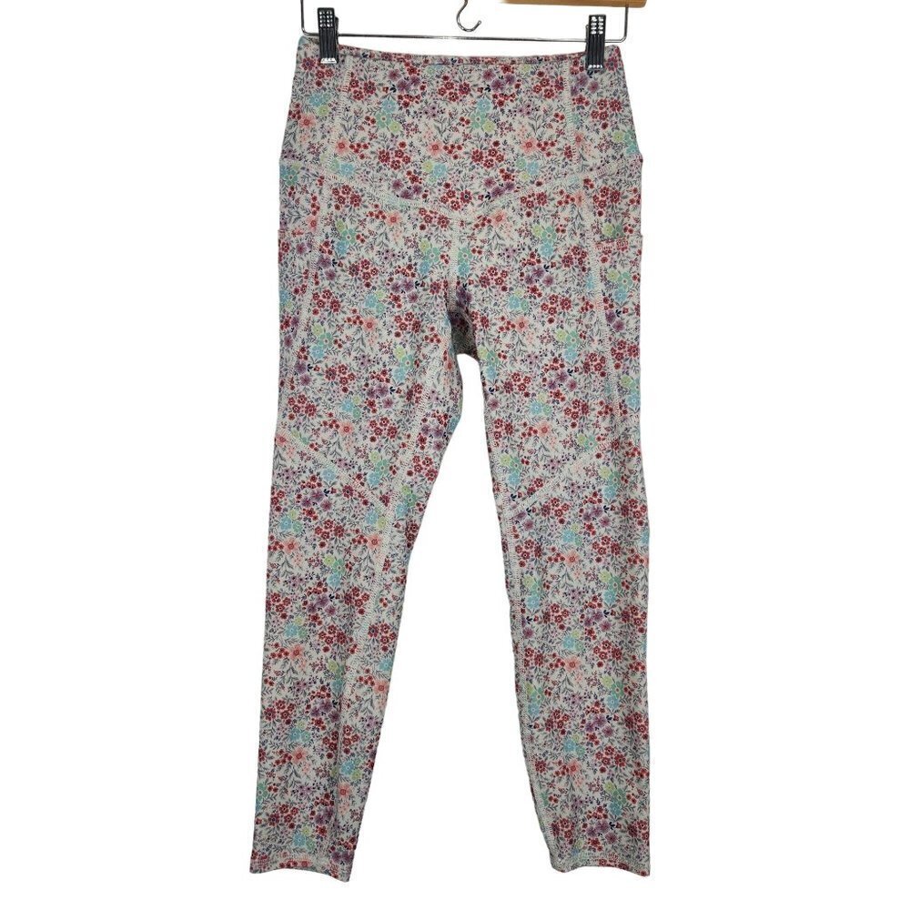 EVCR Evolution And Creation High Rise Leggings‎ S Floral Crop Pockets Activewear
